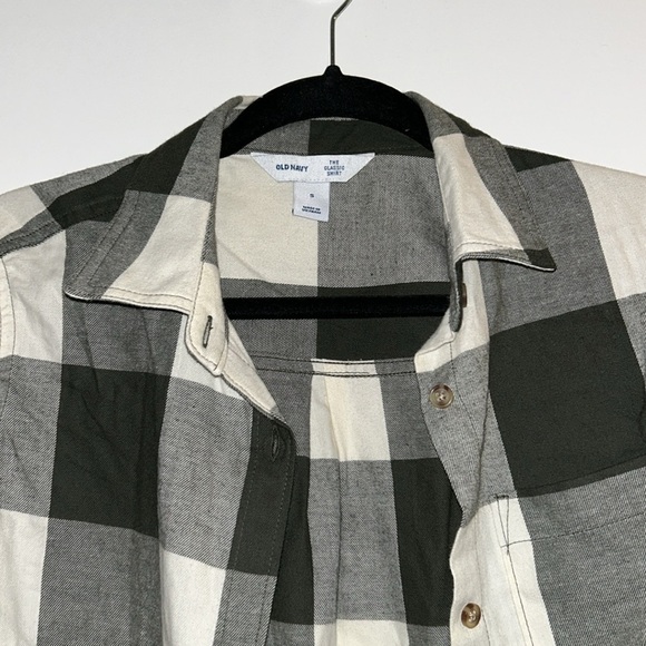 Old Navy The Classic Shirt Small Green Plaid - Picture 2 of 5